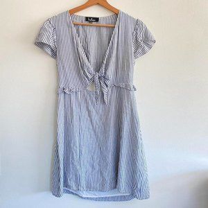LULUS STRIPED SUMMER MINI DRESS BLUE WHITE